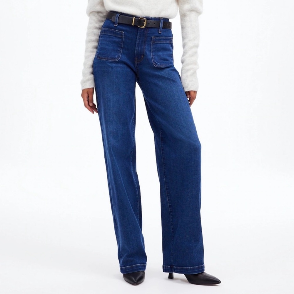 Madewell Emmett Wide Leg Jeans: Patch Pocket Edition in Allentown Dark Wash $148
